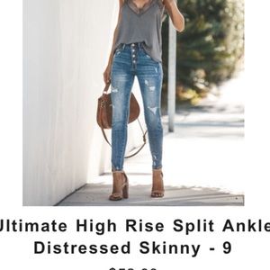 Ultimate High Rise Split Ankle Distressed Skinny